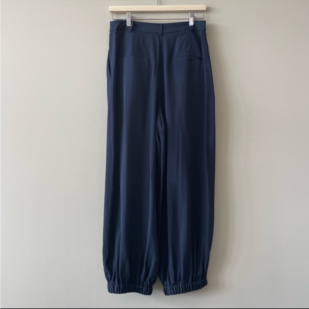 Tibi Eco Silk Pleated Balloon Pants in Navy